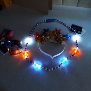 Patriotic Light-Up Headband and Necklace Set